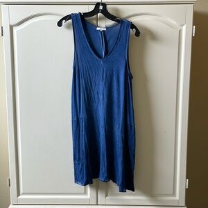 NWT Z Supply Garment Dyed Navy Blue V-Neck Tank Dress with Pockets Medium